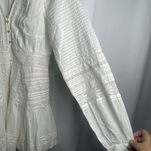 Veronica Beard Addilyn Pintucked Crochet Cotton Mini Dress Sz 4 New - Picture 8 of 13